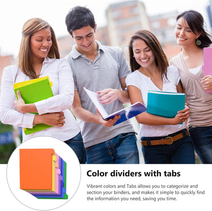 HABGP 96Pcs/12 Set 8 Tab Dividers for 3 Ring Binder, Colorful 3 Ring Binder Dividers with Tabs, 96 Pcs Page Folder Dividers, Plastic Tabbed File Dividers with Tabs, Three Ring Binder Index Dividers