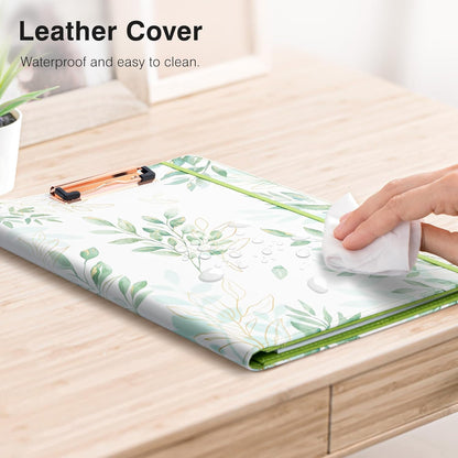 Clipboard Folio Folder Portfolio with Notepad-Pocket Business Card Holder Brown Faux PU Leather Portfolio
