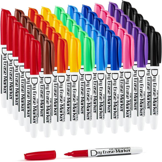 Volcanics Black Dry Erase Markers Low Odor Fine Whiteboard Markers Thin Box of 12