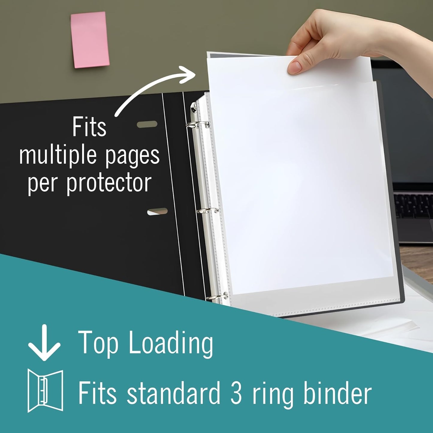 Sheet Protectors, 200 Count Clear Page Protectors for 3 Ring Binder, Top Loading Plastic Sleeves 8.5 x 11 inch