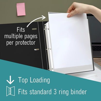 Sheet Protectors, 200 Count Clear Page Protectors for 3 Ring Binder, Top Loading Plastic Sleeves 8.5 x 11 inch
