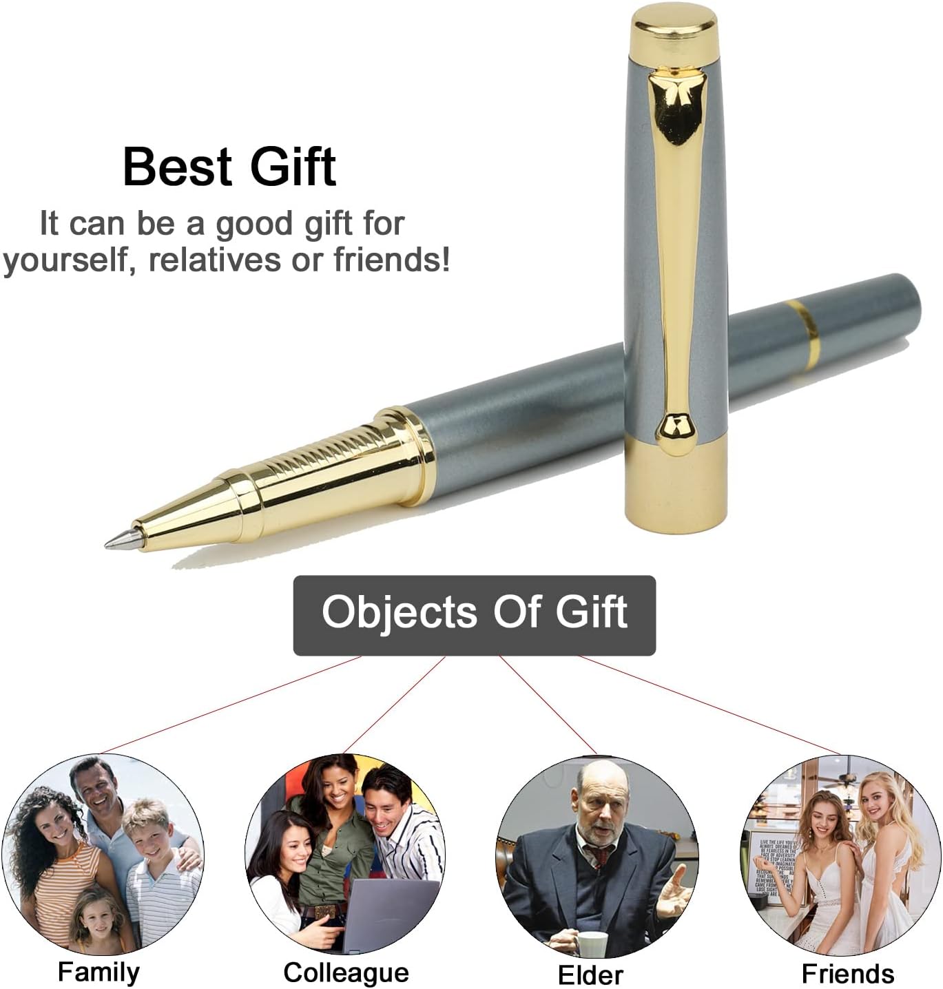 YIVONKA Ballpoint Pen Black Refill,Luxury Ballpoint Line width 0.5mm,Best Ball Pen Gift Set for Men & Women Professional Executive,Office,Nice BallPens Classy Gift Box (Black)