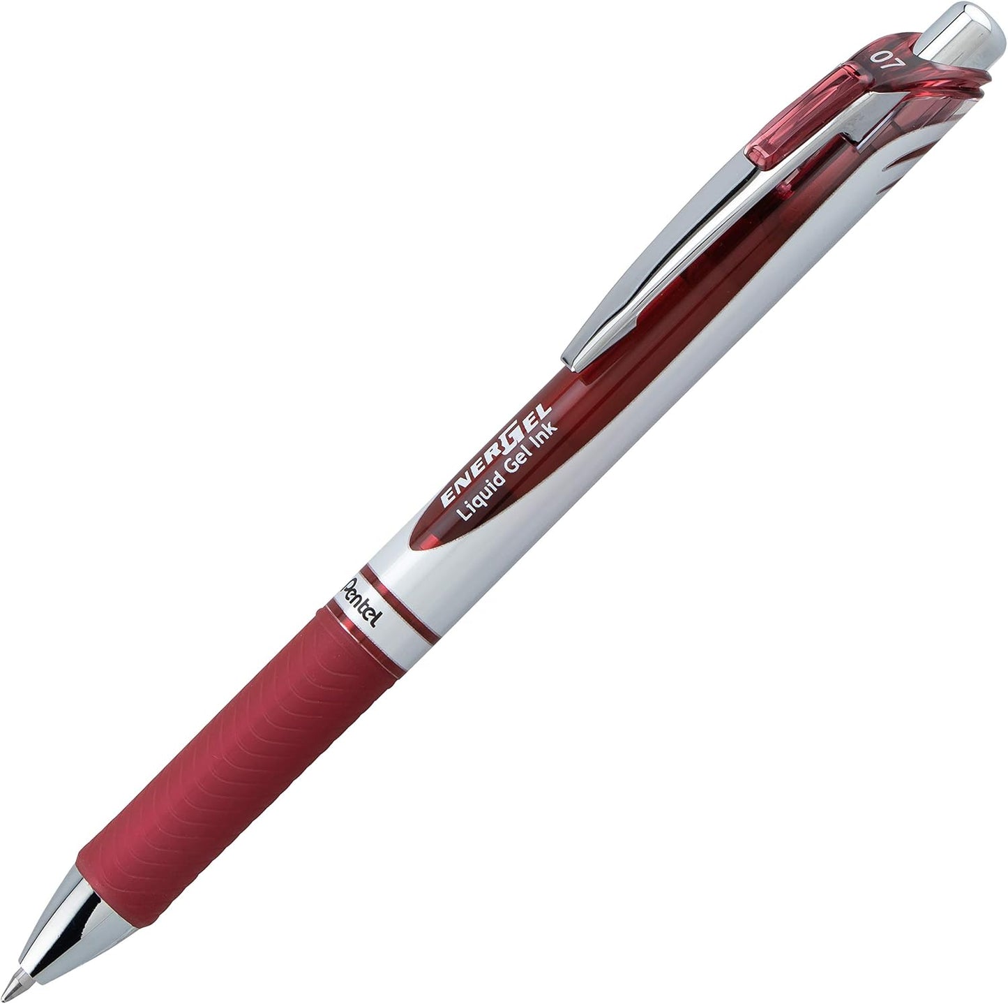 Pentel EnerGel RTX Retractable Liquid Gel Pen, (0.7mm) Medium Line, Metal Tip, Black Ink, Box of 12 (BL77-A)