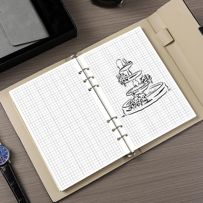A5 Grid Refill Paper, 6-Hole Graph Paper, 100Sheets / 200Pages Loose-Leaf Grid Paper, 100gsm White Paper, 5.8" x 8.3 "