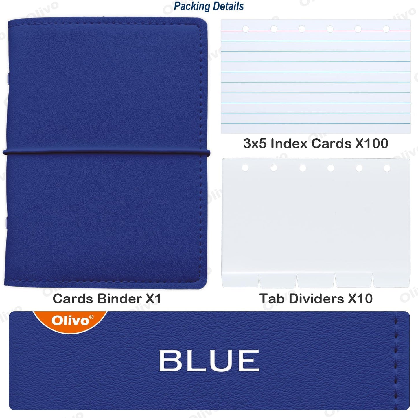 3x5 Lined Index Cards with Ring Binder Holder and Dividers, 100 Note Cards, Green