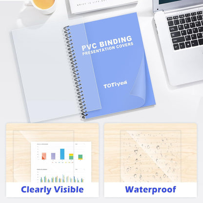 TOTiyea 200 Pack 5 Mil PVC Binding Presentation Covers, Clear Report Covers for Binding,8.5x11 Inches,Letter Size