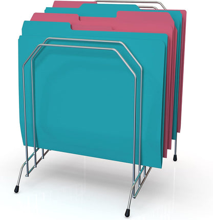 1InTheOffice Metal Incline Desk File Sorter, File Sorter, File Sorter for Desk, File Sorter Organizer. 8-Compartments, Chrome