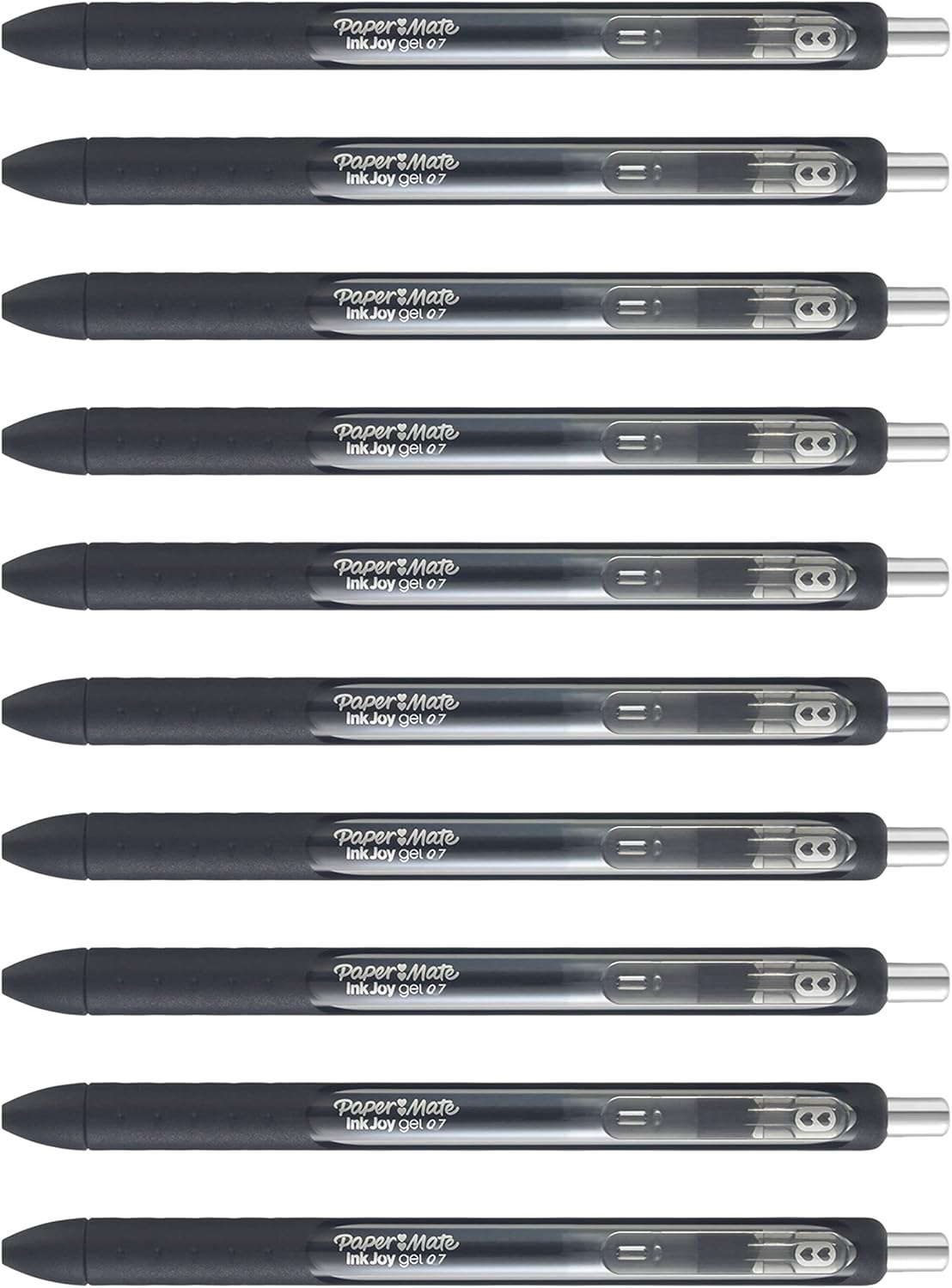 Paper Mate InkJoy Gel Pens, Black, Medium Point (0.7mm), Comfort Grip, 10 Count - Fast Drying Ink, Smooth Writing, Office Supplies