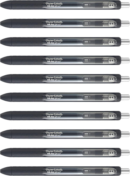Paper Mate InkJoy Gel Pens, Black, Medium Point (0.7mm), Comfort Grip, 10 Count - Fast Drying Ink, Smooth Writing, Office Supplies