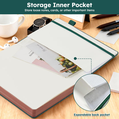 Hardcover Lined Notebook Journal for Writing, 320 Pages Leather Thick College Ruled Notebook Journal with 100GSM Paper, A5 (5.7'' X 8.4'') Daily Journal for Women Men Work Organization, Black