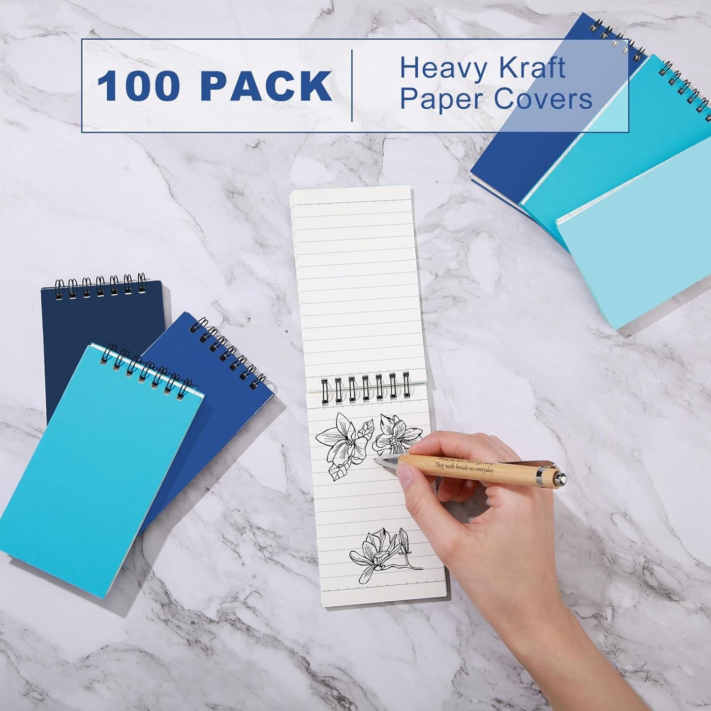 Tenceur 2 Pcs Pocket Notebook Bulk Small 3x5 Inch Spiral Notepads Mini Top Bound Notebook with Lined 120 Pages Ruled Memo Pads for Office College Nurse Essentials Back to School Gift (Black)