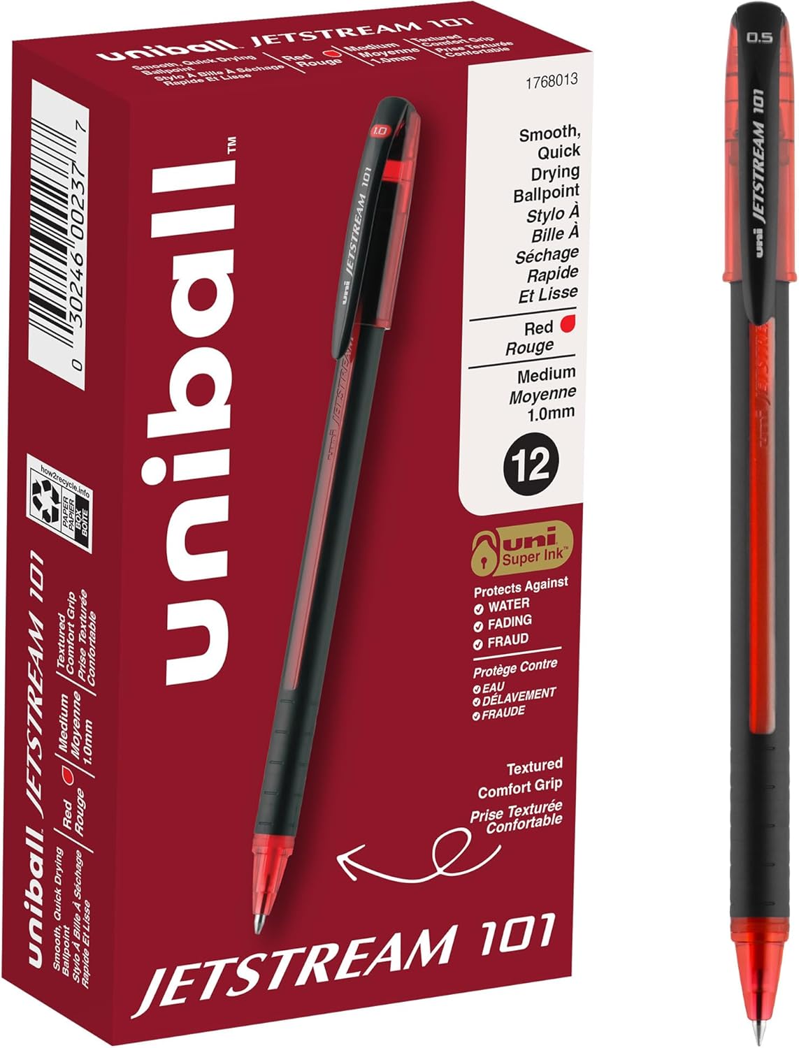 uniball Jetstream 101 Ballpoint Pens, Medium Point (1.0mm), Blue, 12 Pack