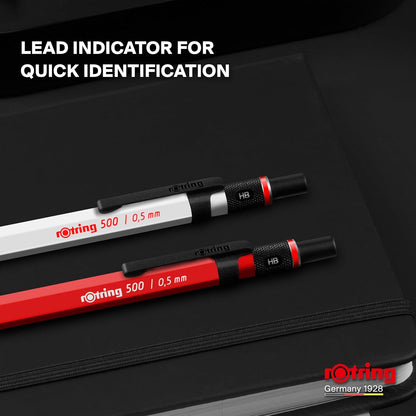 rOtring 500 Mechanical Pencil 0.5mm HB Lead Green hexagonal plastic barrel and non-slip textured metal grip
