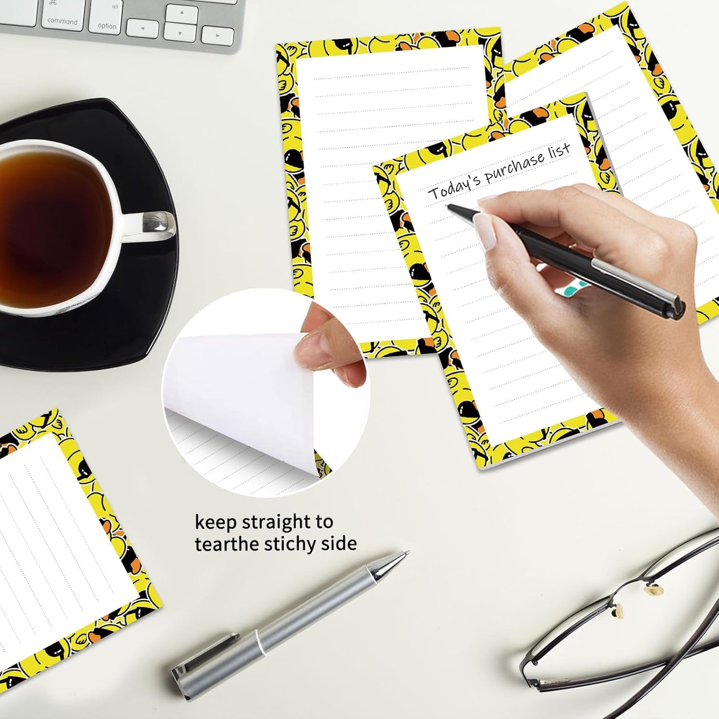 2 Pack Sticky Notes 4x6 in, Funny Large Notepads with Lines, Cute Self-Stick Memo Note Pads for Office, Home, Meeting Luxury Boho Flowers