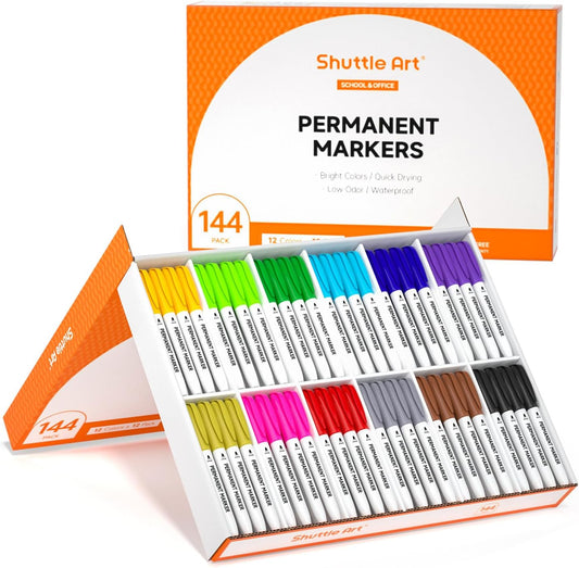 Shuttle Art 30 Colors Permanent Markers, Fine Point, Assorted Colors, Works on Plastic,Wood,Stone,Metal and Glass for Kids Adult Coloring Doodling Marking