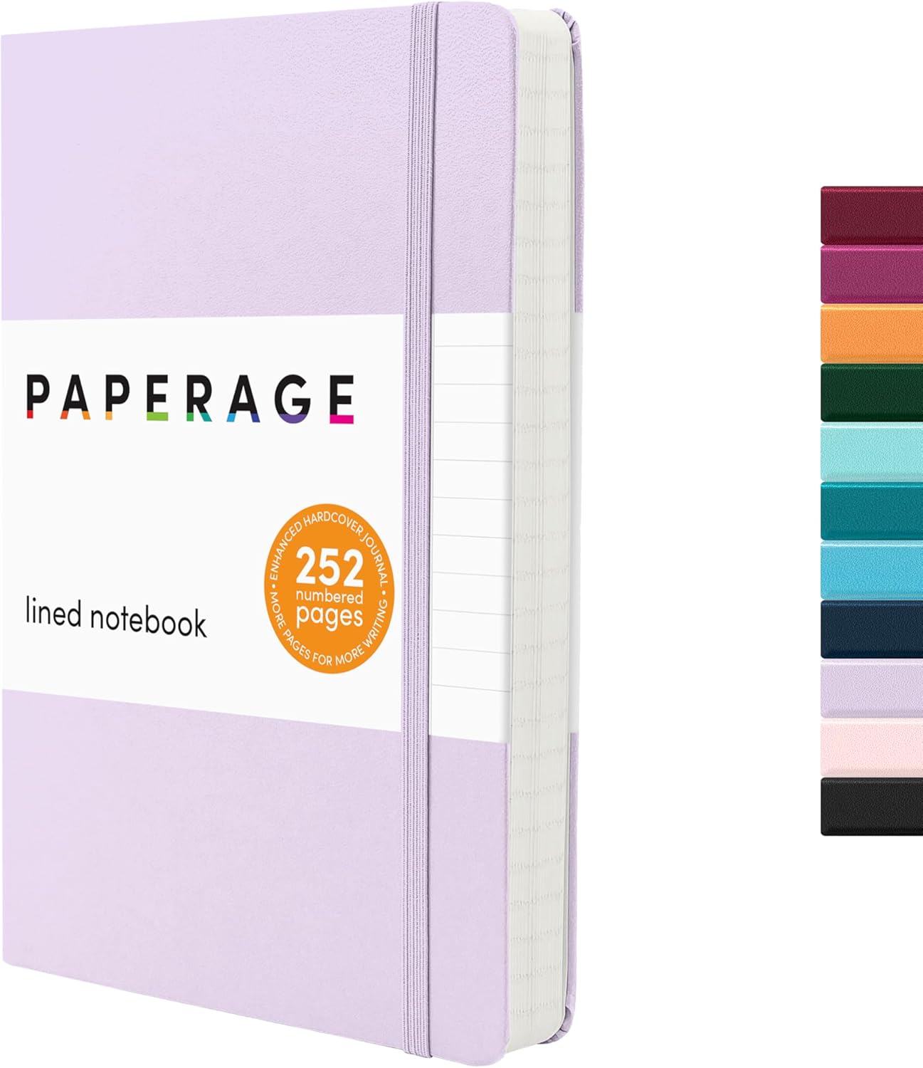 PAPERAGE Lined Journal Notebook, (Black), 160 Pages, Medium 5.6 in x 8 in - 100 GSM Thick Paper – Hardcover Journaling Notebook for Work, School & Note Taking