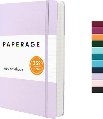 PAPERAGE Lined Journal Notebook, (Black), 160 Pages, Medium 5.6 in x 8 in - 100 GSM Thick Paper – Hardcover Journaling Notebook for Work, School & Note Taking