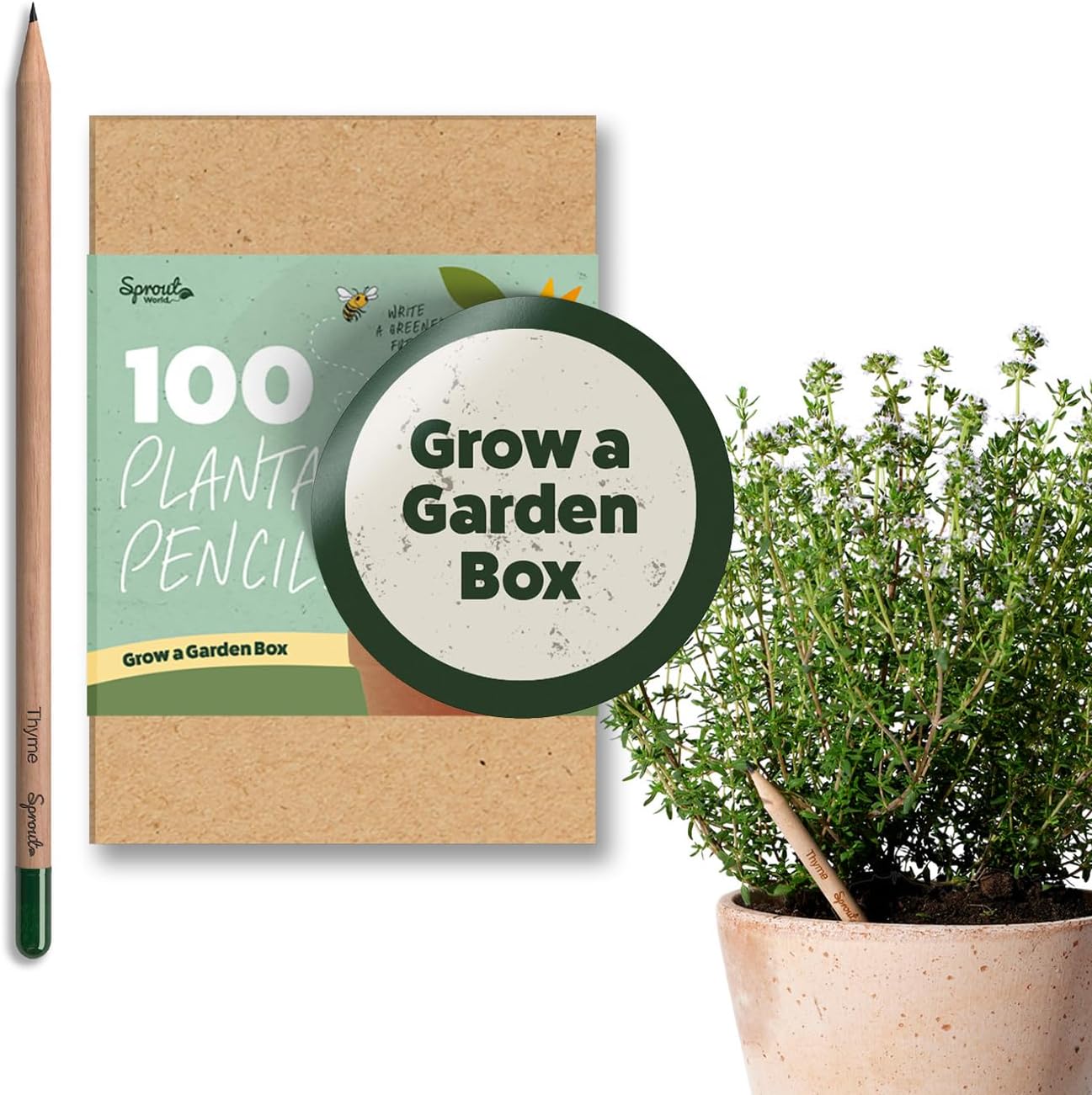 SproutWorld Wood-Cased Pencils | Teacher's Edition | HB Pre-Sharpened Graphite Plantable Wooden Pencils with flower, Herb & Vegetable Seeds | Gift for Teachers | 32 Pack