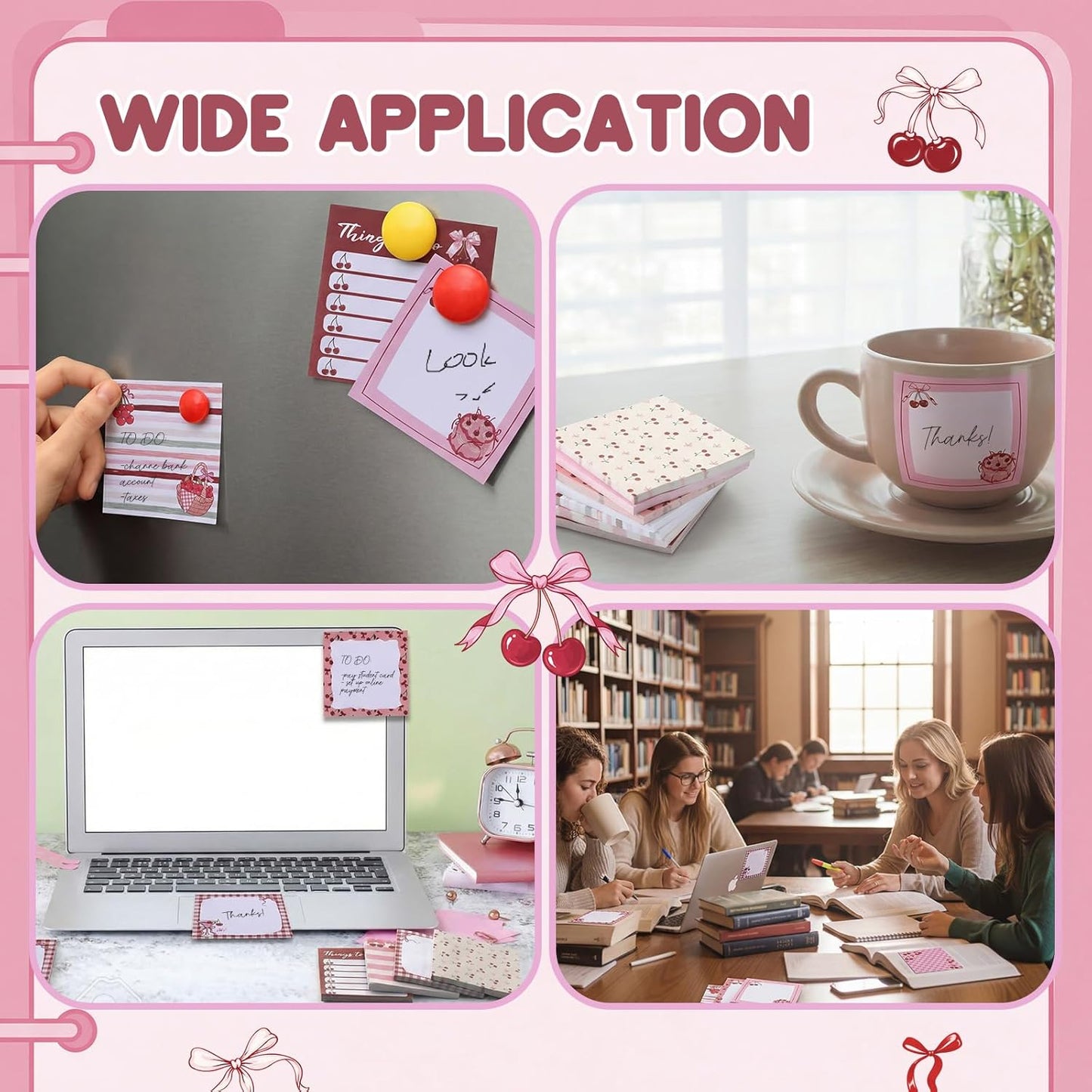 9 Pads Wildflower Sticky Notes 3x3 Inch Cute Self Stick Notepads Notes Adhesive Memo Pad Office Decor Gifts for Students School Teacher Meeting Office Supplies