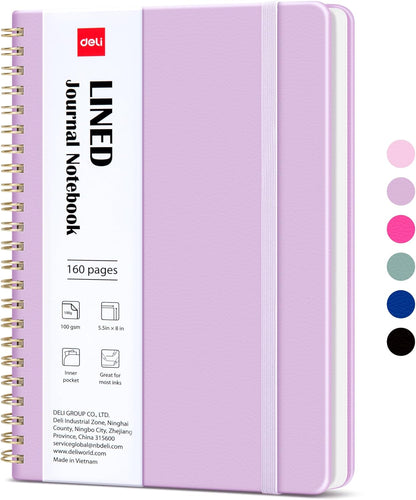 deli Rose Red Lined Spiral Journal Notebook, 160 Pages, A5 (5.5"x8") Hardcover Writing Notebook, College Ruled Spiral Bound Journal for Women & Men - Perfect for Work, School, Office & Note Taking