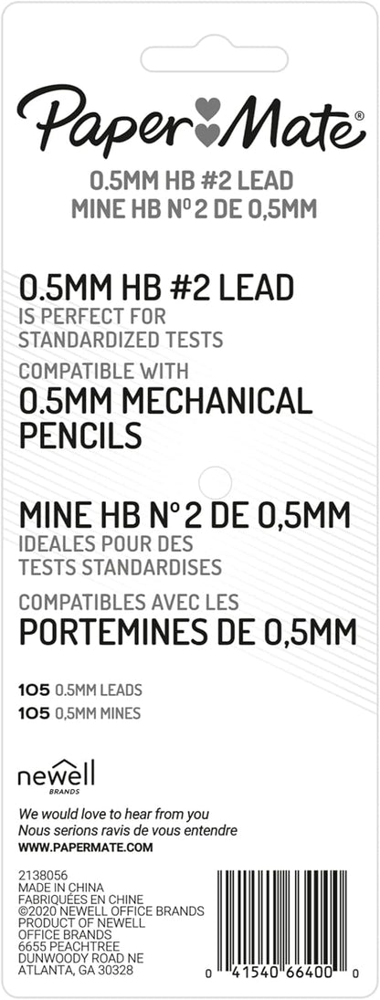 Paper Mate Mechanical Pencil Refills, 0.7mm, HB #2, 105 Count