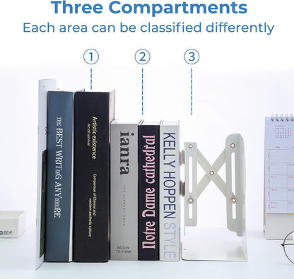 M&G Adjustable Bookends Book Ends for Shelves, Metal Bookend for Heavy Books, Desk Magazine File Organizer Holder Extends up to 20in, Book Stopper for Home, Office, Classroom (Black)
