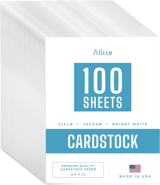 Cardstock Paper | 100 Pack, White Card Stock Printer Paper 8.5 x11, Heavyweight Thick, 110 lb, Premium Smooth Sheets and Printer Compatible - for Crafts, Cards, and Business