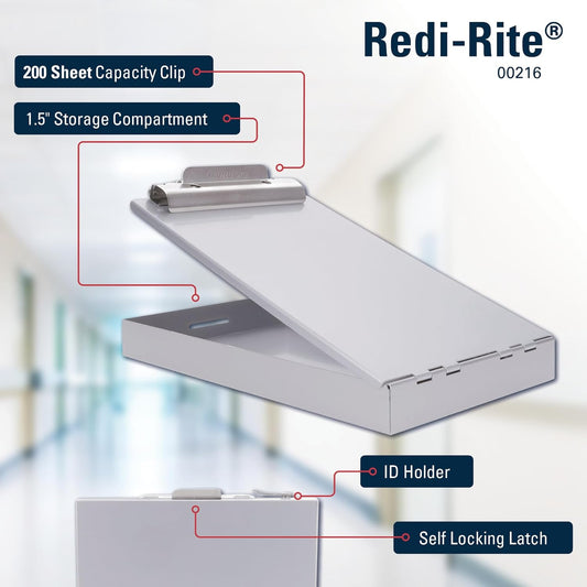 Saunders Recycled Aluminum Memo Size Clipboard with Storage, 6x10 Form Holder, Steel Clip with Self Locking Latch, Heavy Duty Citation Box for Nursing, Police & Truckers, Made in USA
