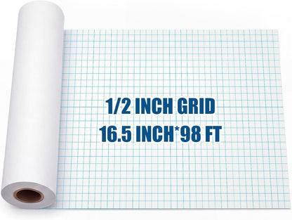 Jetec 1 Roll Large Grid Graph Paper Roll 1" Grid 16.5 Inch x 98ft Sewing Pattern Paper for Back to School Classroom Teaching Drafting Supplies Kids Students Gifts