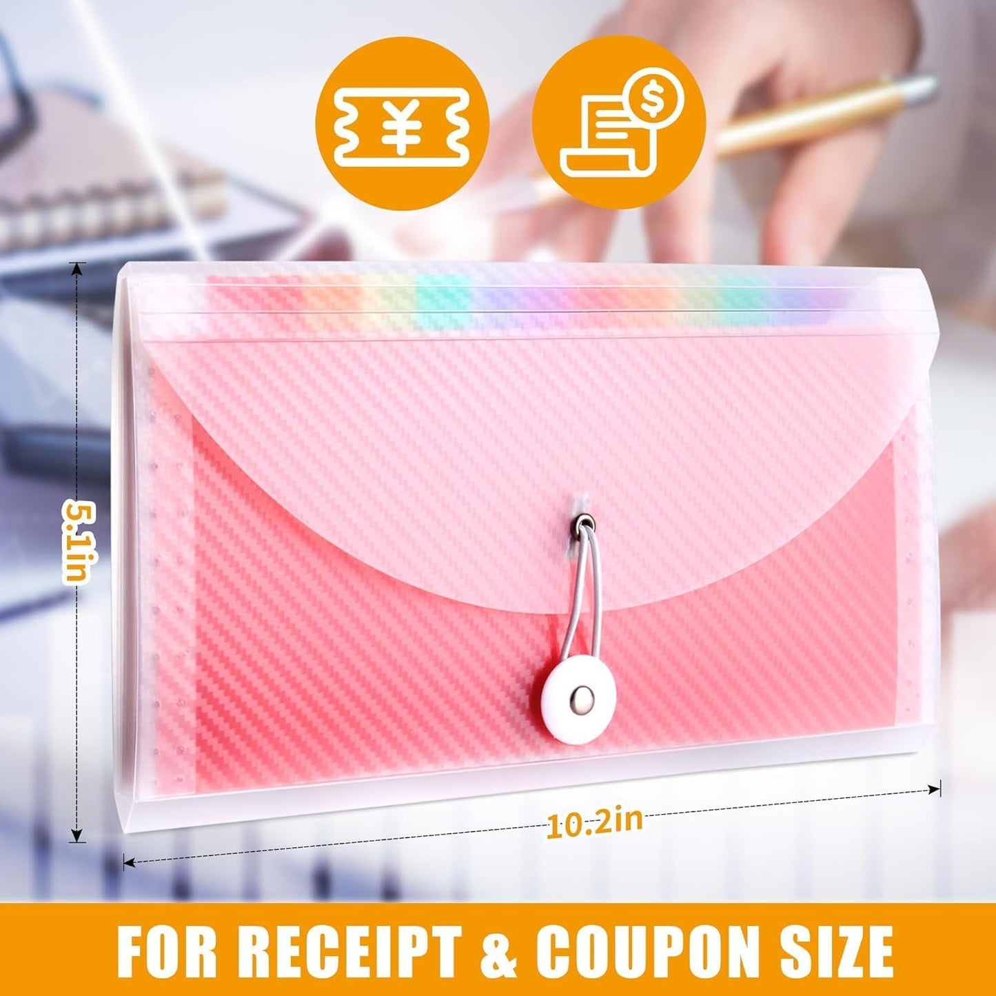 Nicecho Receipt Coupon Organizer, 13 Pockets Small Accordion File Organizer with Labels for Receipt Cards, Bill Business, Coupons Storage, 10.2X 5.1 Inches
