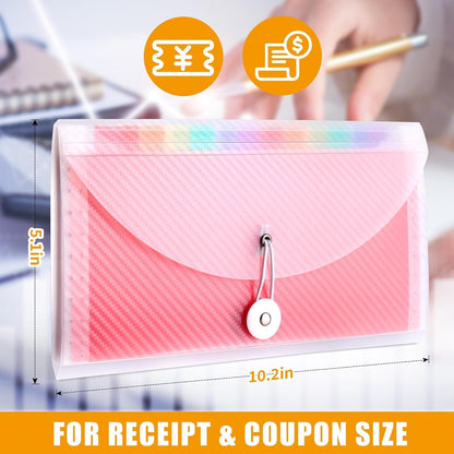 Nicecho Receipt Coupon Organizer, 13 Pockets Small Accordion File Organizer with Labels for Receipt Cards, Bill Business, Coupons Storage, 10.2X 5.1 Inches