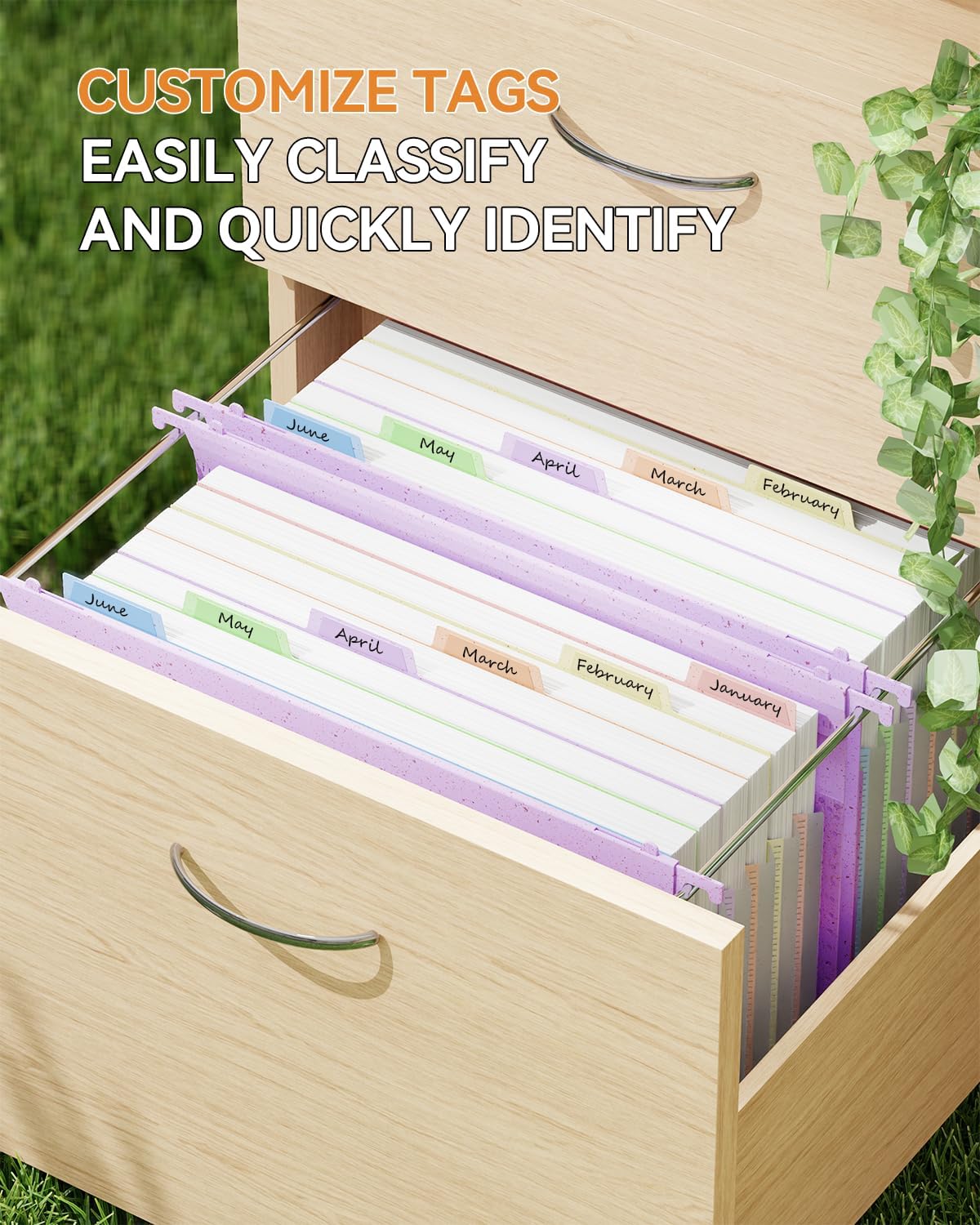 ANSOOK Wheat Straw Expandable Hanging File Folders Legal Size,7 Pockets 1.2" Accordion File Organizer,3 Pack Filing Cabinet Folders with Hooks,Large Capacity File Folder with Tabs,Hang File for Frame