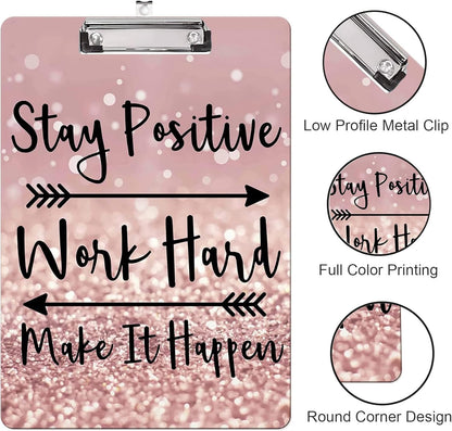 Fashion Clipboard, A4 Letter Size Wooden Decorative Clipboards for Teacher, Nurse, Doctor,Student and Kids, Cute Design for Standard Size 12.2" x 8.9" (C-Pink Purple Marble)
