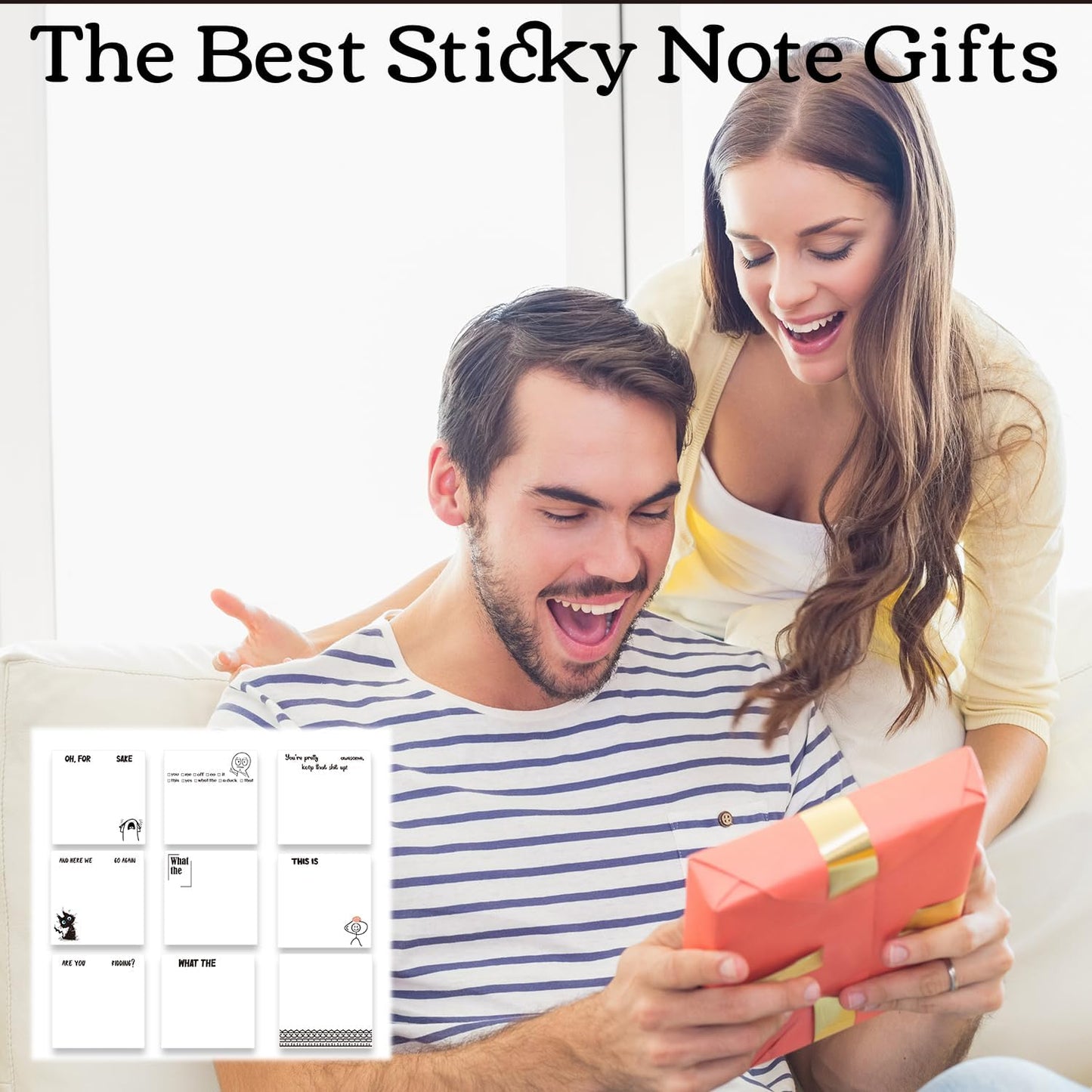 Inspirational Sticky Notes Gifts - 9 Pack Funny Positive Quotes Notepads 3x3 Inches, Fun Motivational Self-Adhesive Memo Pads Office Study Supplies for Friends Coworkers (450 Sheets)