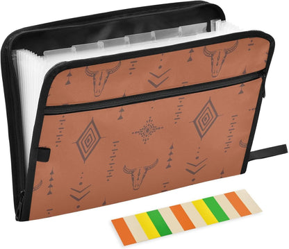 Mushroom Botanical Dragonflies Butterflies Expanding File Folder with Sticky Labels, 13 Pockets Accordion File Folder Document Organizer Expandable Zip File Folder with Zipper Closure