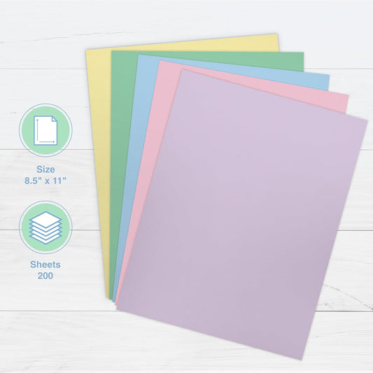 PrintWorks Easter Cardstock 8.5" x 11" - 200 Sheets - 5 Assorted Pastel Cardstock Colors - Ideal for School & Craft Projects - 67 lb/147 gsm - Made in the USA - SFI® Certified (00594)