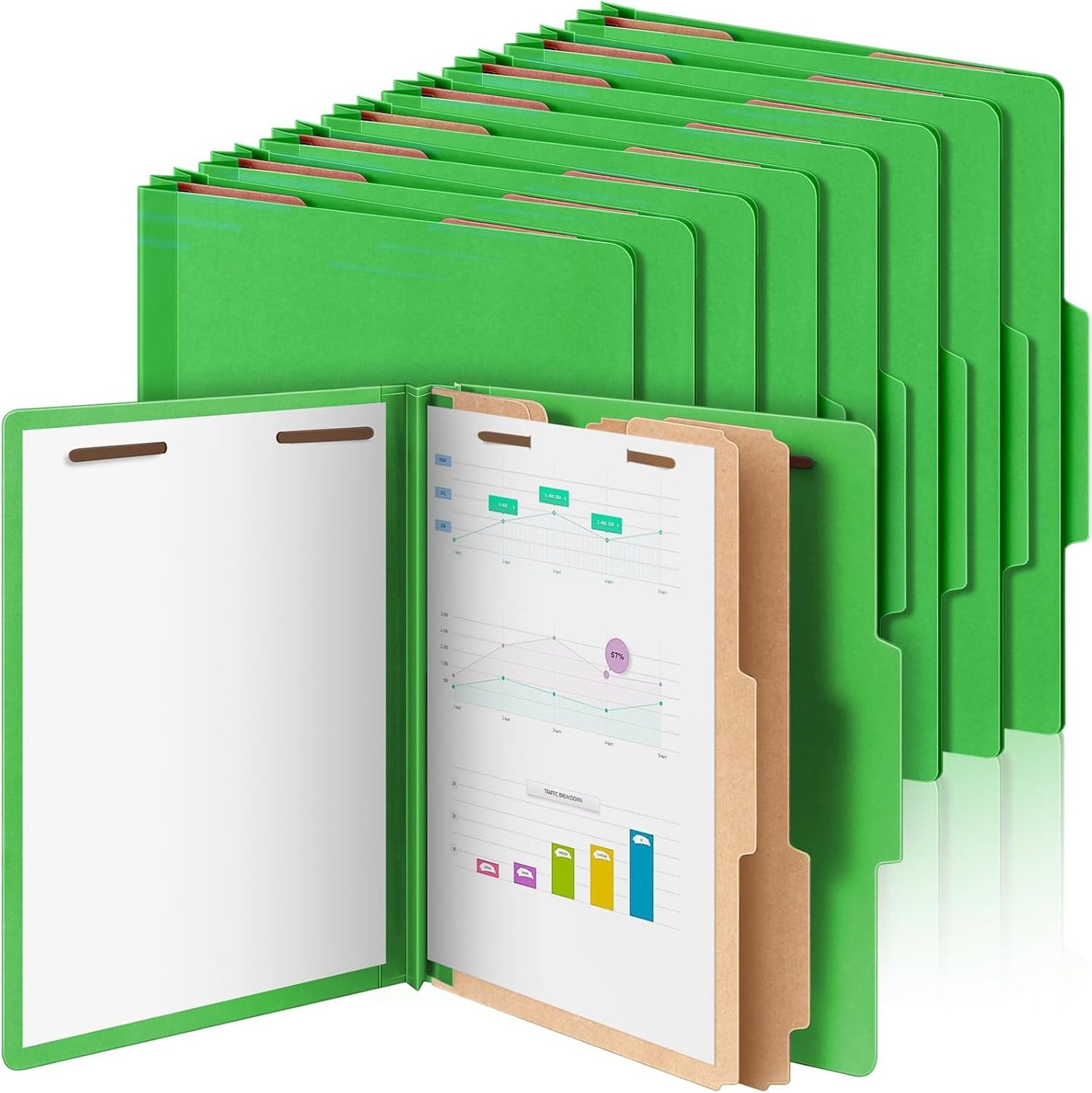 Skyygemm 12 Pcs Classification Folders Letter Size Bulk - 2 Dividers Pressboard File Folder with 3. 5 Inch Expansion, 2 Prongs Fastener, Heavy Duty Office File Organizer for Teacher Medical (Hot Pink)