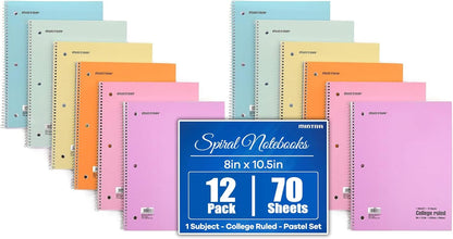 Mintra Office Spiral Notebooks, Wirebound, Journals for School, Work, Business, Aesthetic Stationery, Writing Pads, Teacher & Student Supplies (6, Pastel, College)