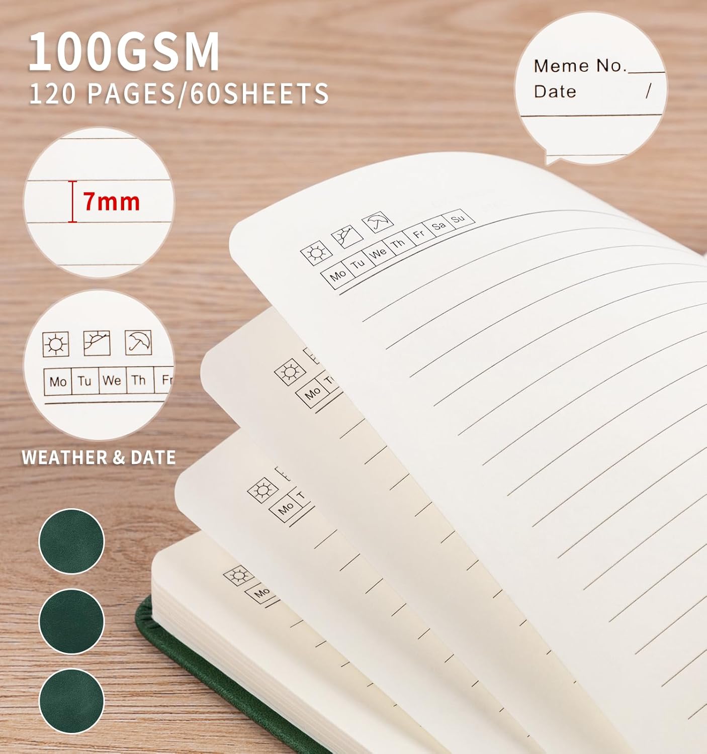 3 Pack Pocket Journaling Notebooks, A6 Small Notebook For Note Taking Journaling Notebooks Journals For Writing Mini Note Pads With Pen Holder 120 Pages 100 GSM Thick Paper(Nude, Brown, Forest Green)