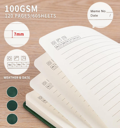 3 Pack Pocket Journaling Notebooks, A6 Small Notebook For Note Taking Journaling Notebooks Journals For Writing Mini Note Pads With Pen Holder 120 Pages 100 GSM Thick Paper(Nude, Brown, Forest Green)