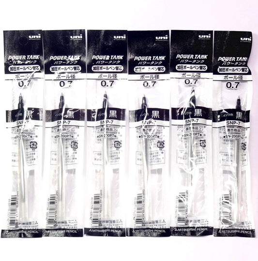 Uni-ball Power Tank Ballpoint Pen Black Ink Refills, 0.7mm, SNP7.24, Set of 6 (Japan import) [Komainu-Dou Original Package]