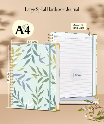Cute Spiral Notebook Journal for Women, 200 Pages Lined Notebooks 8.5” x 11”, A4 Large Hardcover Spiral Journals with 100 GSM Thick Paper, College Ruled Notebook for Writing Work School, Orange Floral