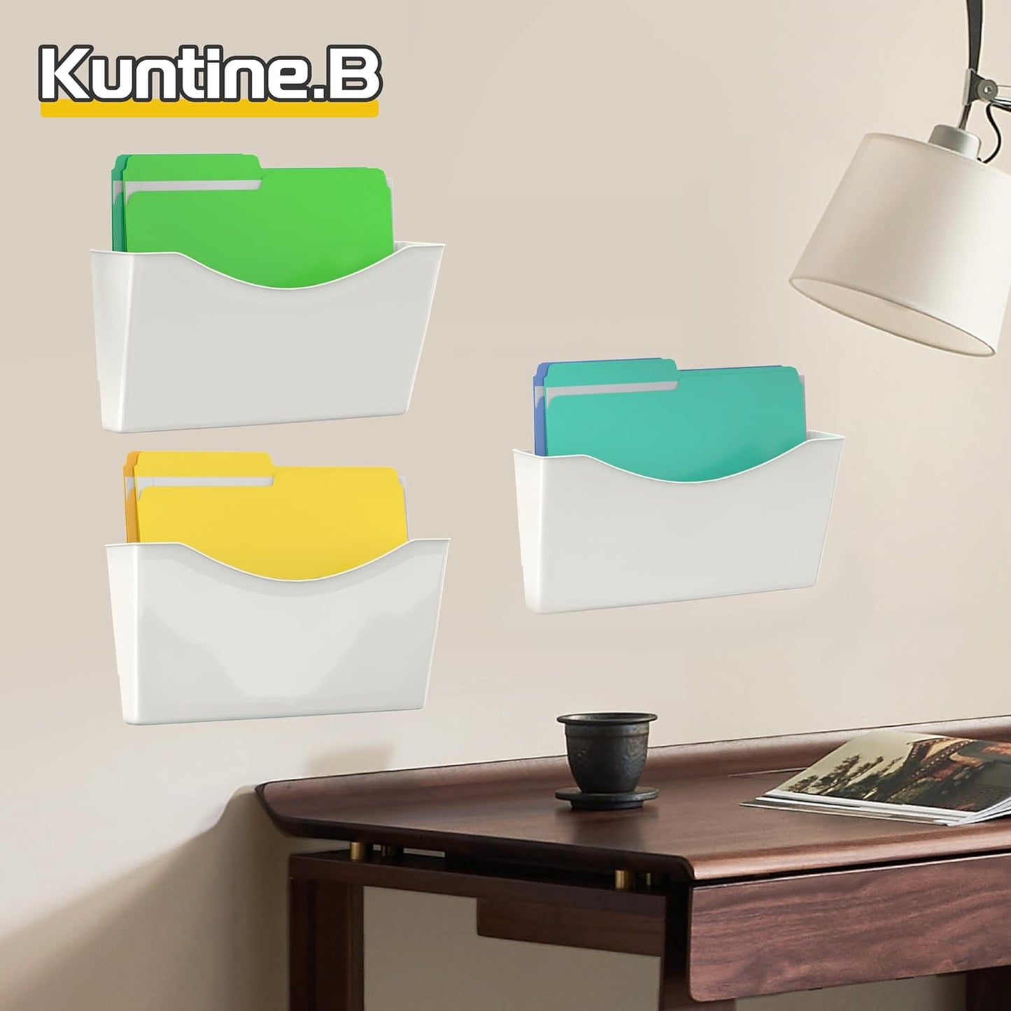 Kuntine.B 3 Pack Clear Single Pocket File Holder Hanging Wall Organizer, Wall Mount Mails Magazines Organizer for Office and Home