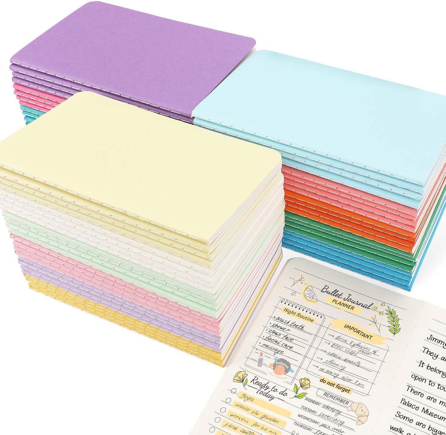 Oucaru 48PCS Pocket Notebook, 3.5" x 5.5", 8 Color, 52 Pages Blank Notebook Mini Notebook Journal, Small Notebook Memo Notepad for Students, Traveler, School Supplies