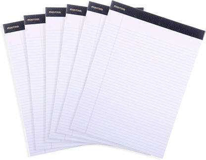 Mintra Office White Legal Pads – Ruled Notepads and Micro-Perforated Sheets, Ideal for Writing, Note-Taking & Creativity, Office, or Professional Use, Basic Pad 6 pack, 8.5"x11" (Narrow Ruled)