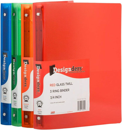JAM PAPER Plastic 0.75 inch Binder - Clear 3 Ring Binder - Sold Individually