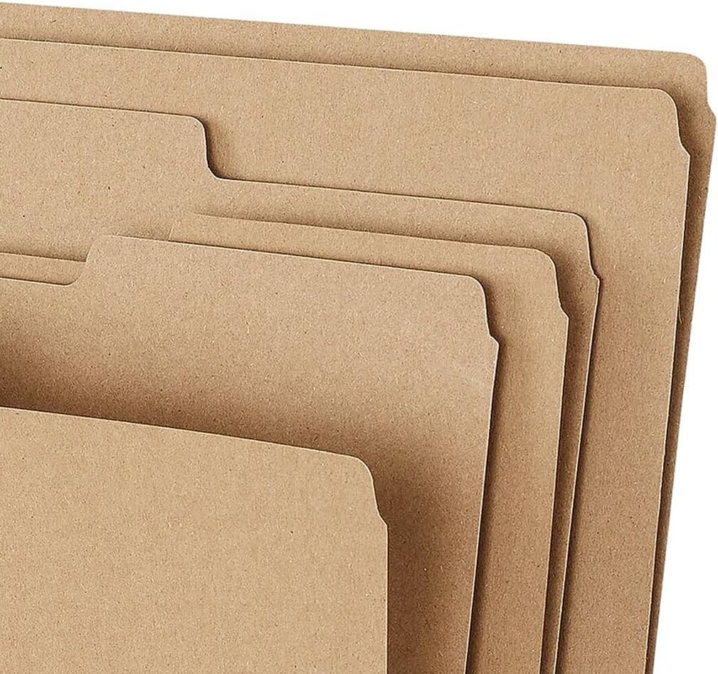 Staples 100% Recycled File Folders, Letter Size, 1/3‑Cut Tabs, Kraft, Eco‑Friendly Heavy‑Duty Paper Stock, 100/Box