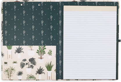 Steel Mill & Co Cute Clipboard Folio with Refillable Lined Notepad and Interior Storage Pocket, Floral Padfolio for Work, Garden Blooms Cream