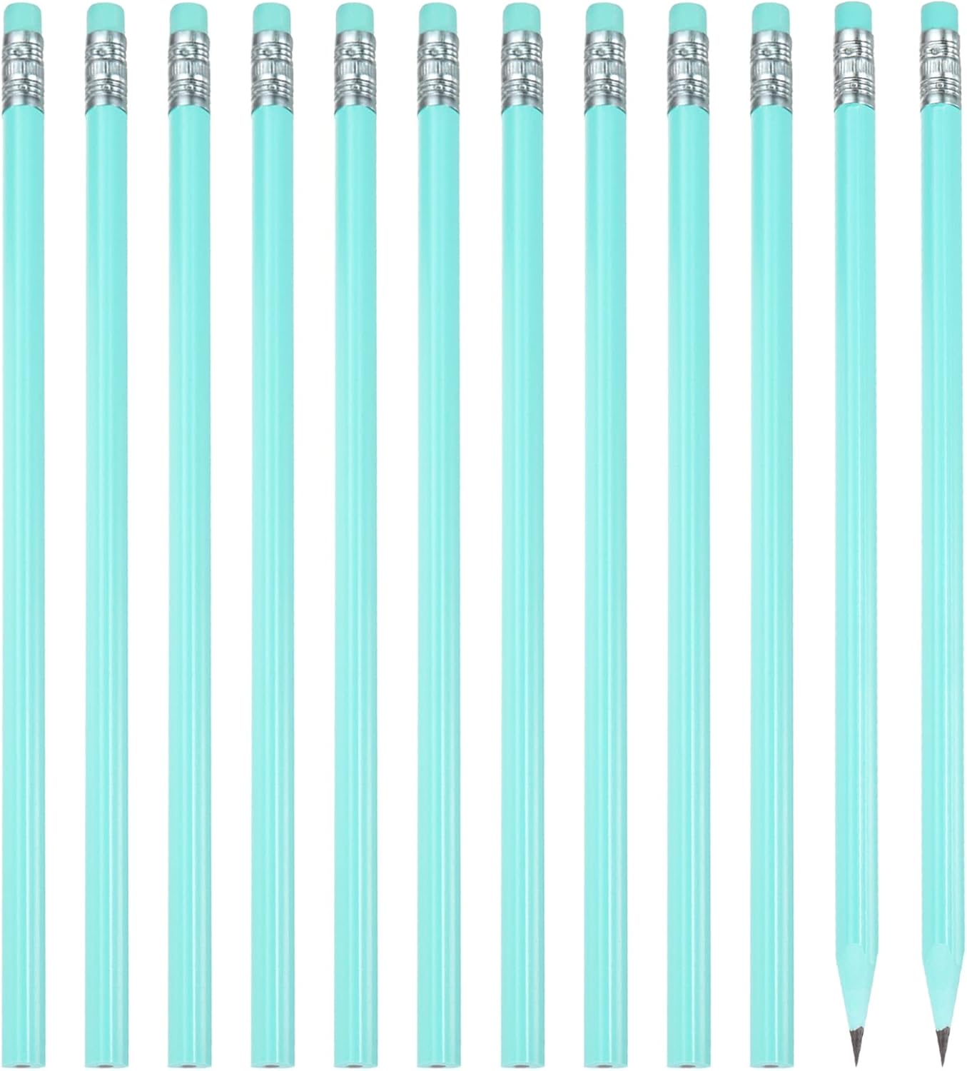 PATIKIL Round Pencils, 12 Pack Triangle HB Graphite Pencil Woodcase Wooden Pencils with Eraser for Classroom Office Writing Drawing Supplies, Pink