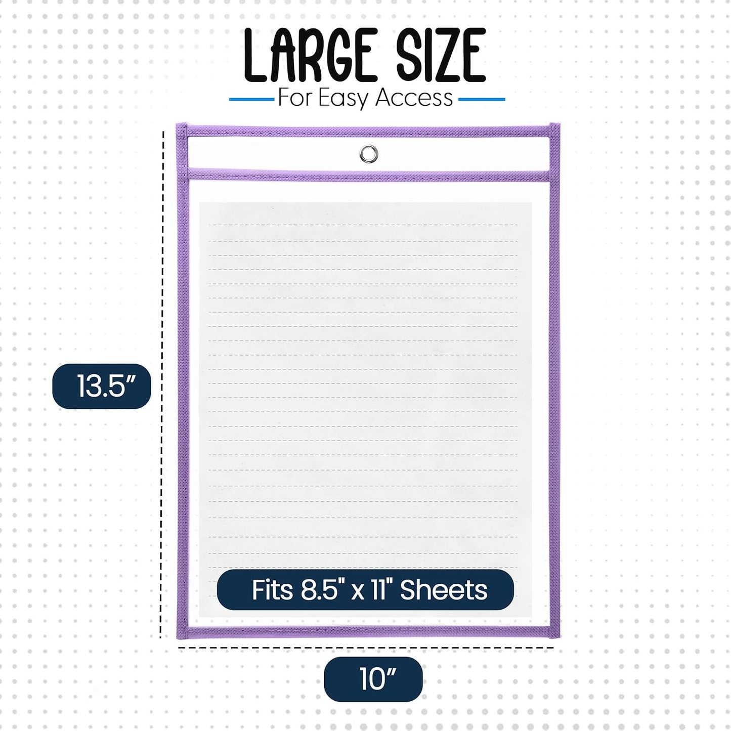 Essex Wares - 6 Pack, Assorted, Dry Erase Pocket Document Protectors, 10" Wide x 13.5" Tall- Dry Erase Clear Plastic Sleeves - Reusable & Easy Erase Plastic Invoice Holders, Water-Resistant & Durable